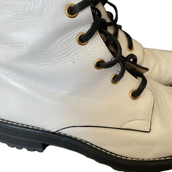 Stuart Weitzman Lexy Round Toe Leather Lace Up Moto Combat Ankle Boots size 8 - Picture 4 of 15
